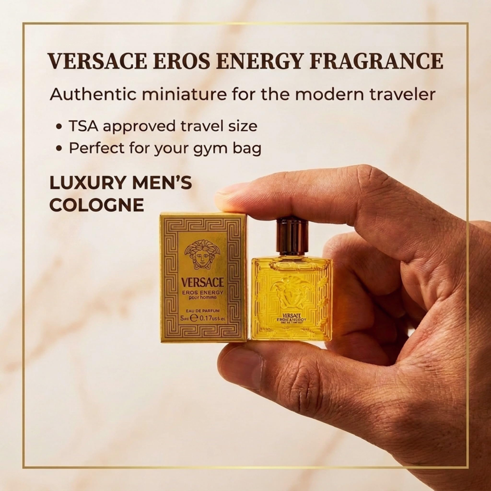Versace Eros Energy mini splash close-up highlighting application and portability benefit