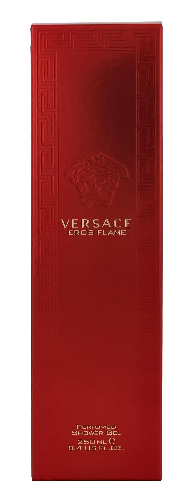 Versace Eros Flame in-shower use with hand applying gel for invigorating cleanse