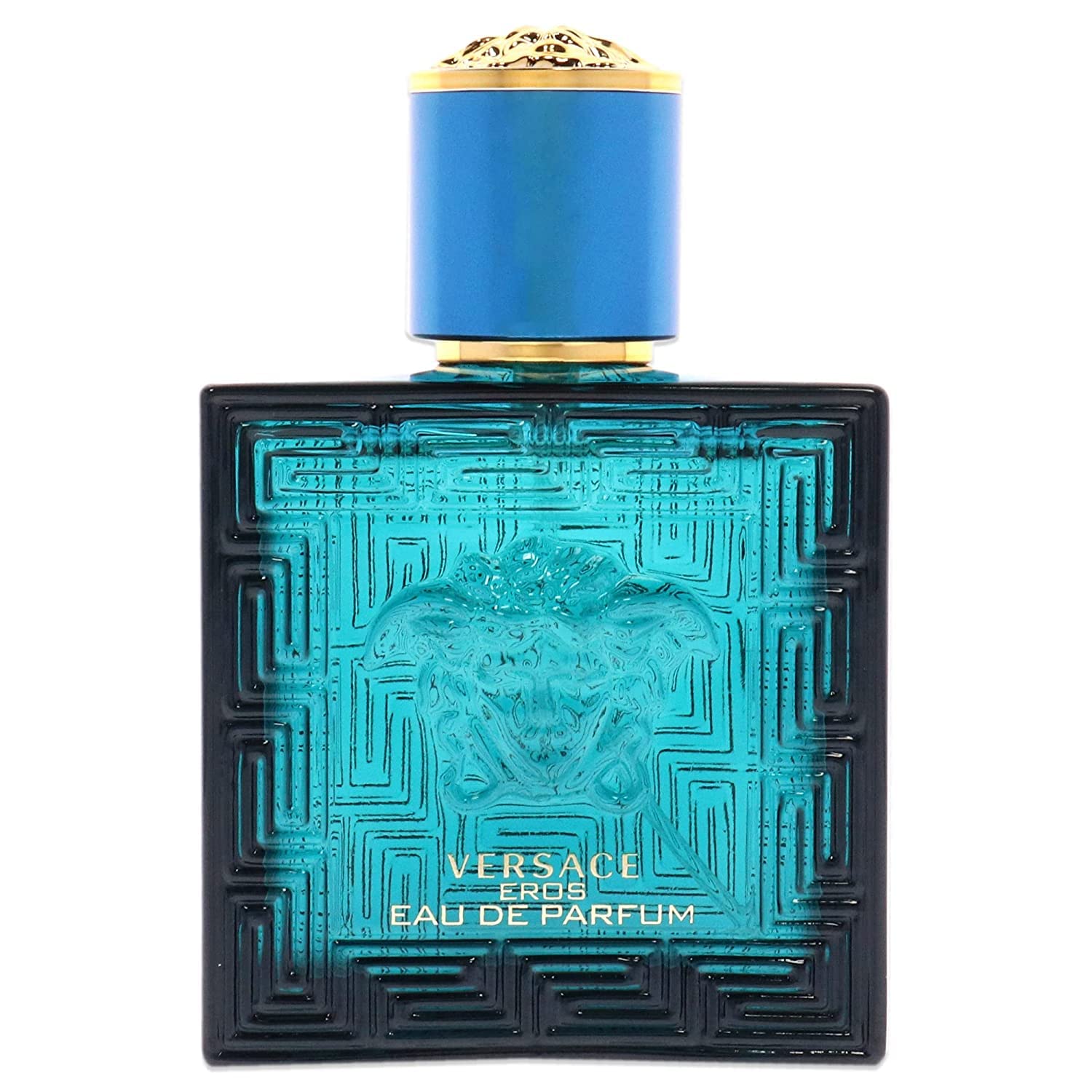 Close-up of Versace Eros ingredients label highlighting citrus and woody notes for clarity