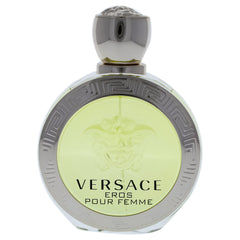 Versace Eros Pour Femme liquid close-up highlighting texture and vibrant citrus clarity