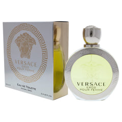 Versace Eros Pour Femme on vanity with accessories conveying feminine style and daily wearability