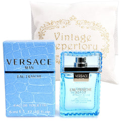 Versace mini front boxed bottle showing elegant design and easy travel use