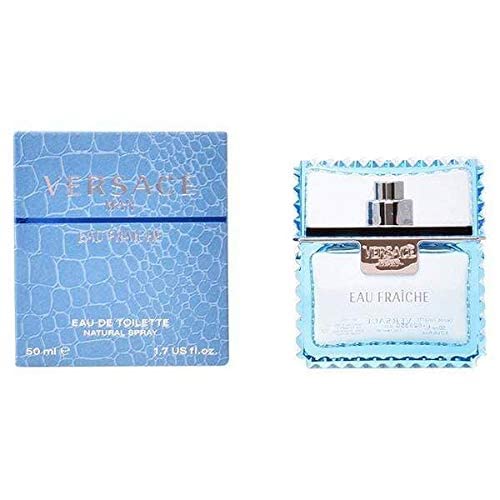 Versace Man 3.4 oz size comparison displayed beside everyday items