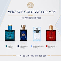 Versace four 5ml vials lined up to show fragrance variety and portability
