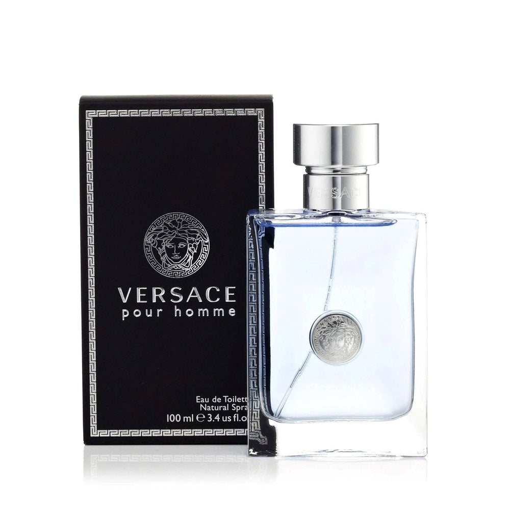Versace Pour Homme spray in hand demonstrating easy application and daily convenience