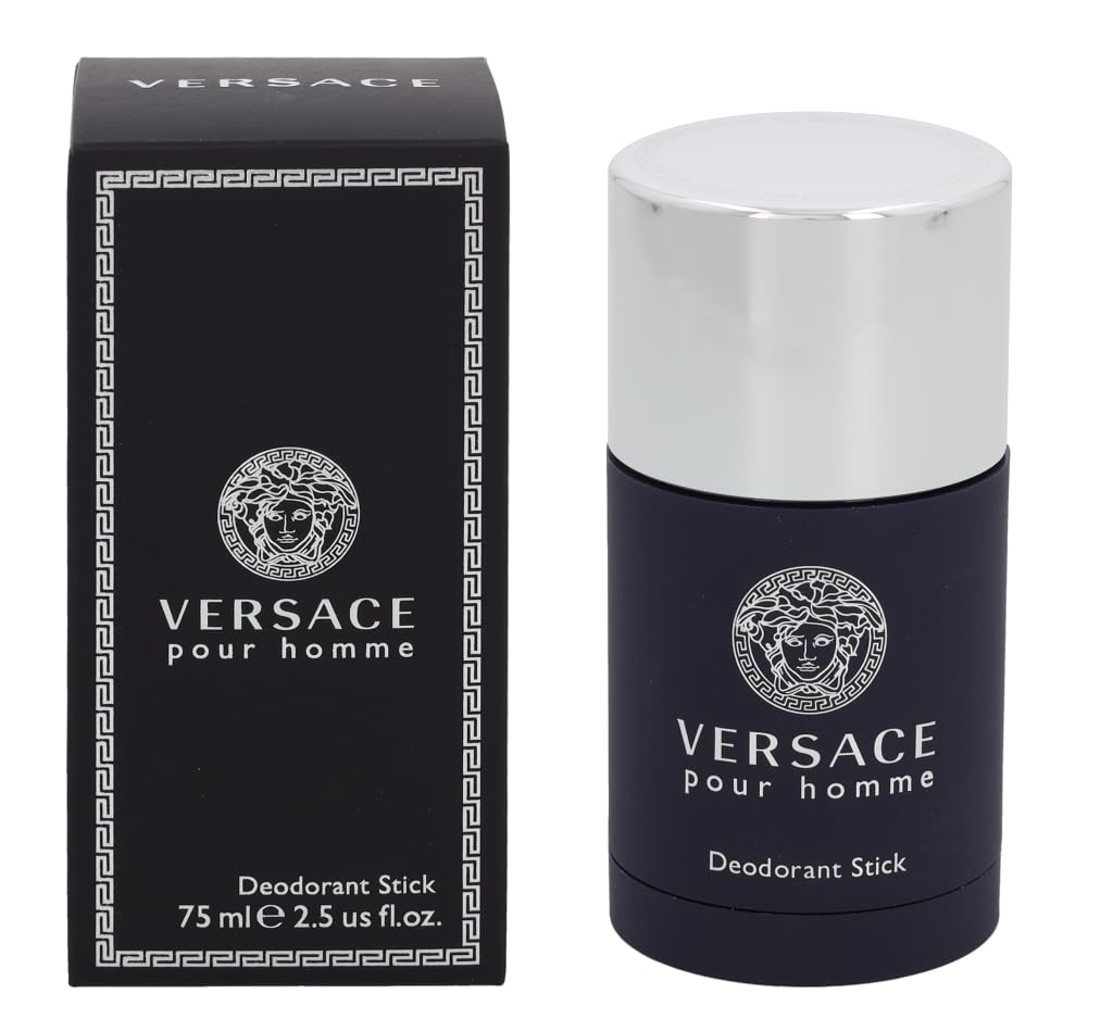 Versace Pour Homme stick front packaging showing brand and clean design for confidence