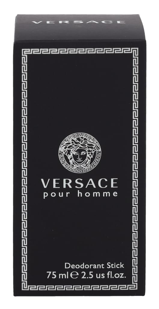 Versace Pour Homme stick in hand being applied, showing convenient travel-ready grooming