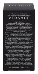 Versace Pour Homme stick next to a razor for scale, showing portable 2.5 oz size