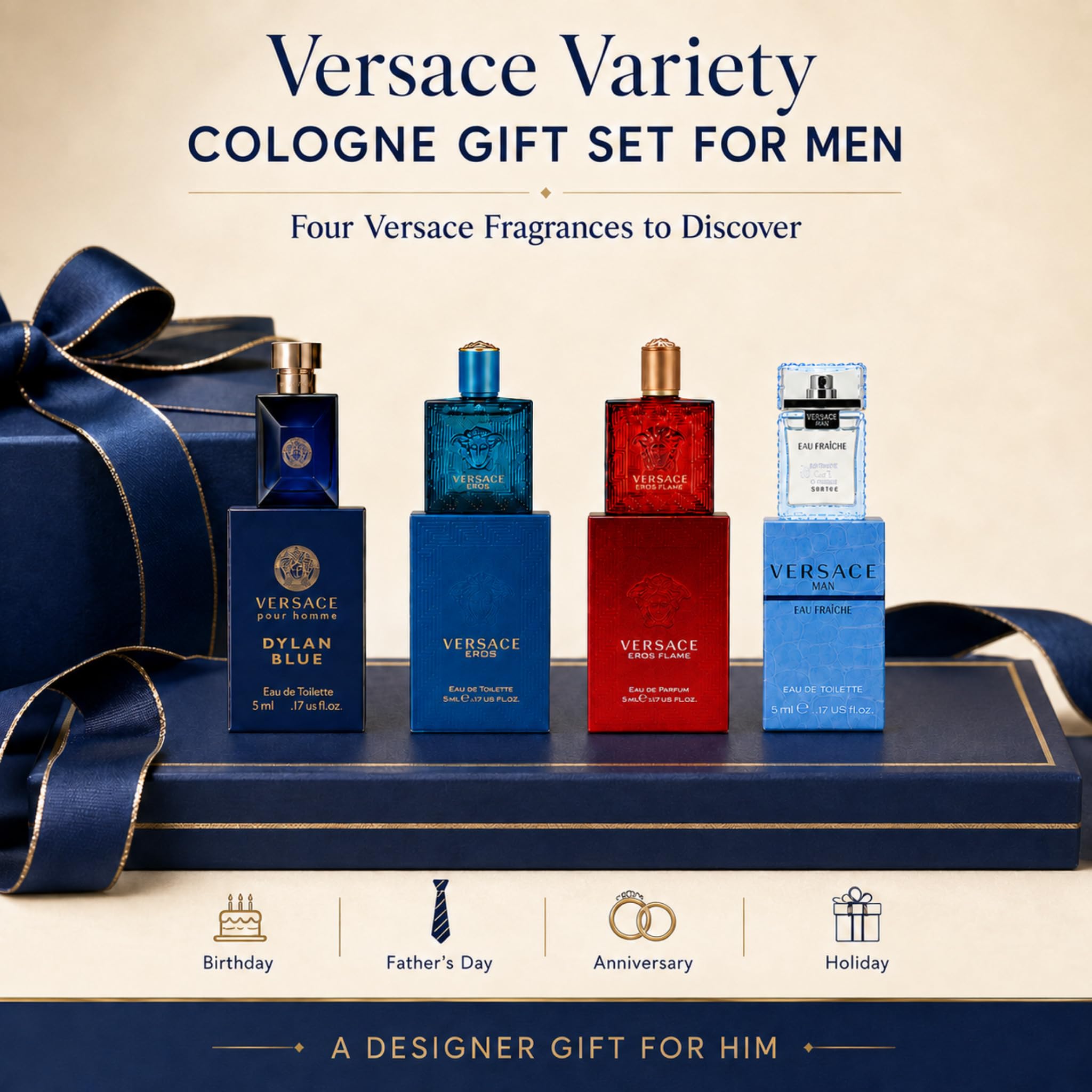 Versace close-up of vial cap and label for clear product detail and quality