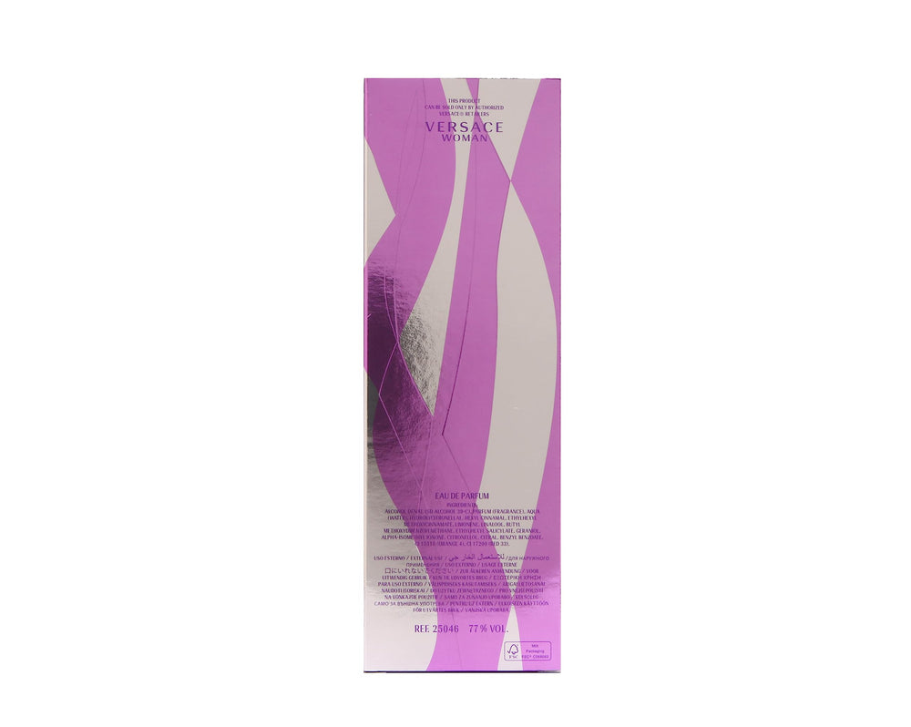 Versace Woman spray in use on wrist showing application and confident wear