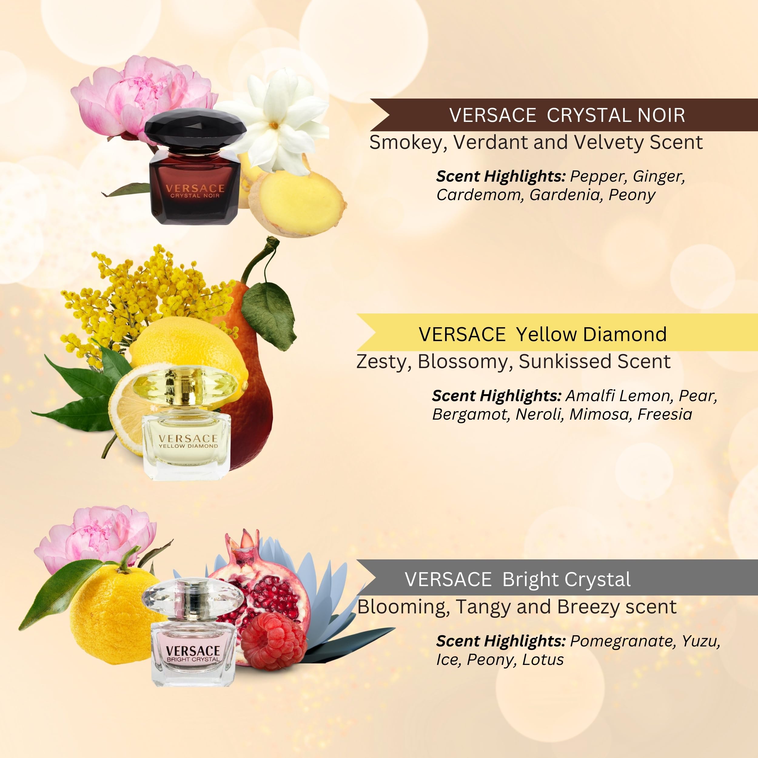 Versace Yellow Diamond mini bottle close-up highlighting bottle design and bright citrus energy