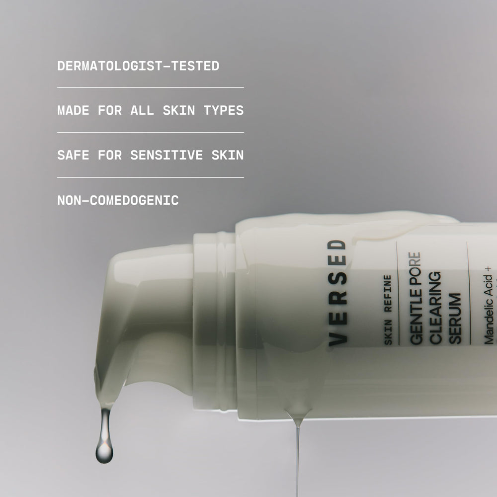 Versed serum dropper dispensing a drop highlighting easy application