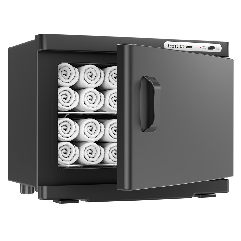 VER YTOP front view of towel warmer showing controls and door, professional look