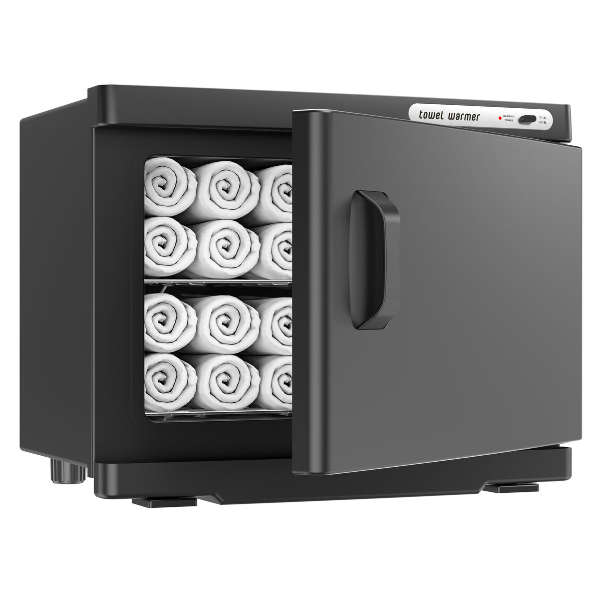 VER YTOP front view of towel warmer showing controls and door, professional look