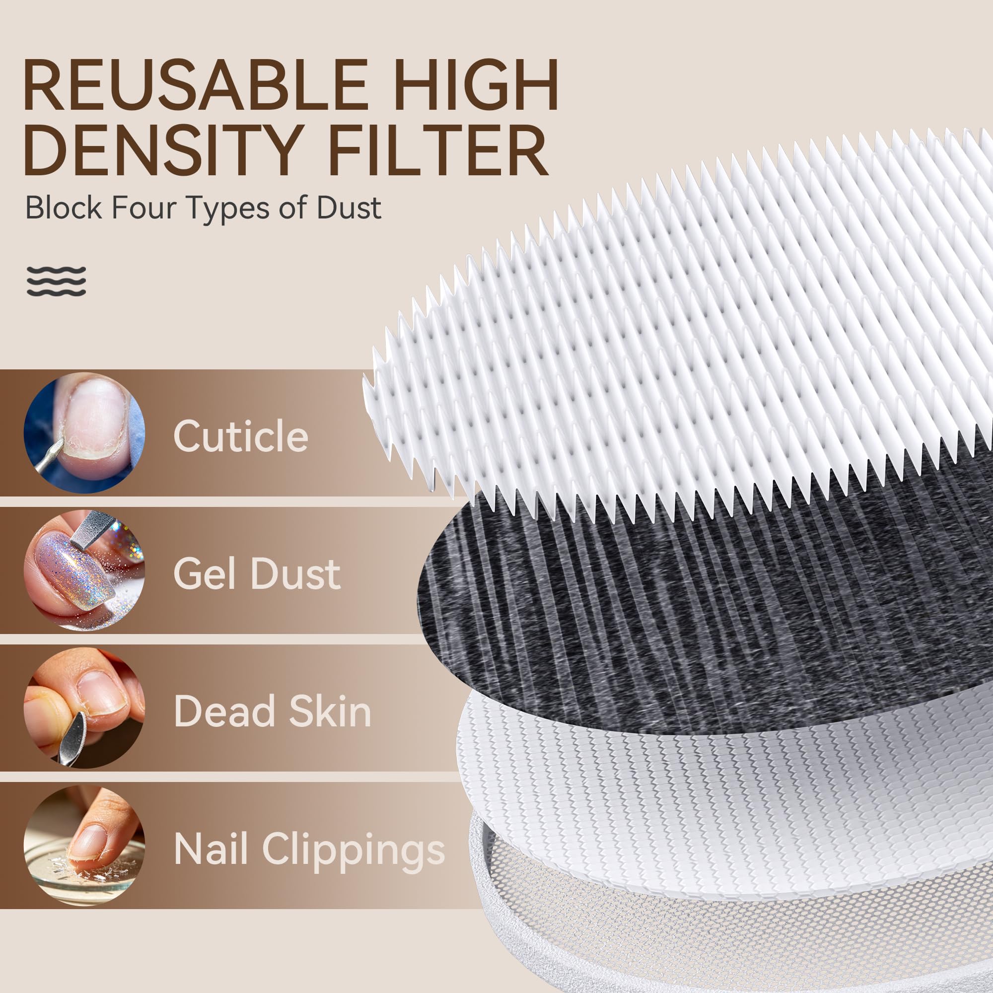 VERYTOP in use on a salon desk collecting acrylic dust — protects client breathing zone