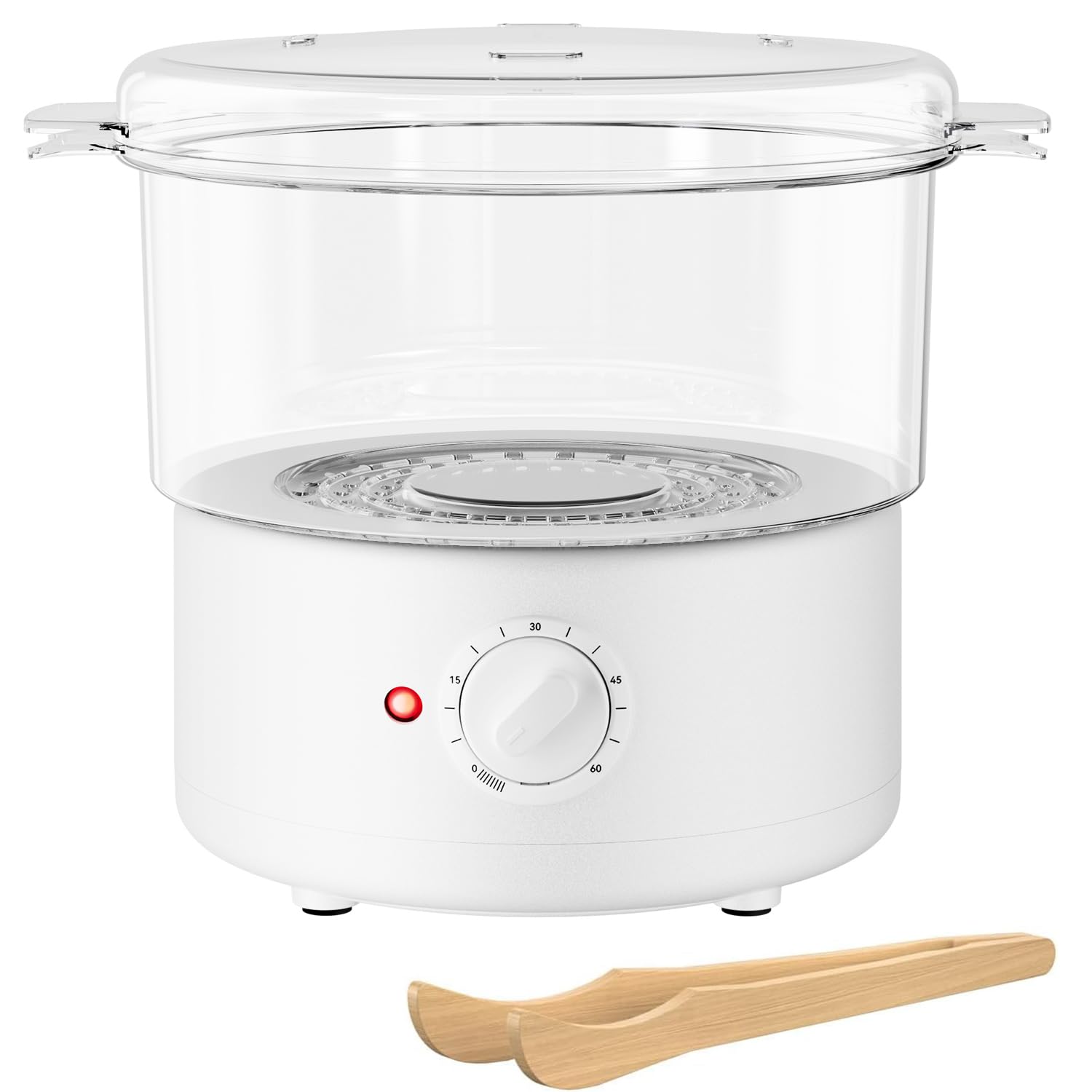 VERYTOP front view of white mini towel steamer showing compact design and quick steaming benefit