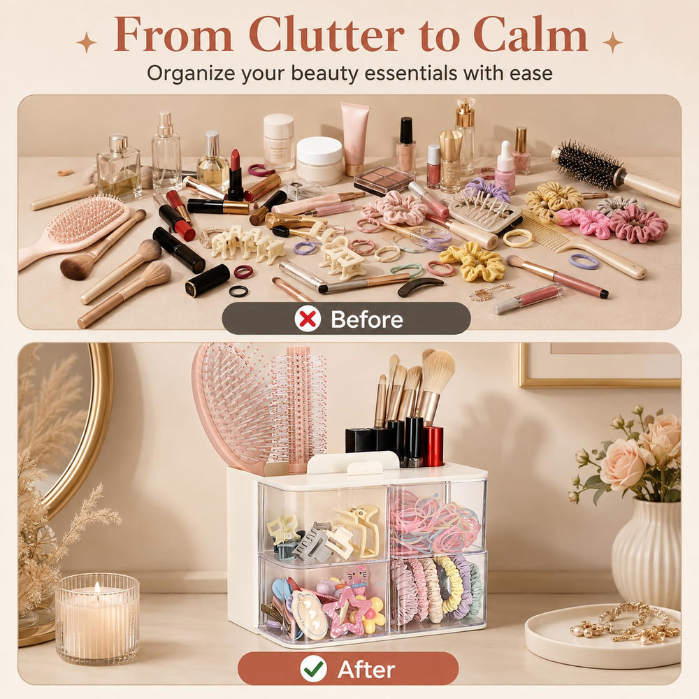 Vesicolea clear drawer filled with clips and ties for easy sorting