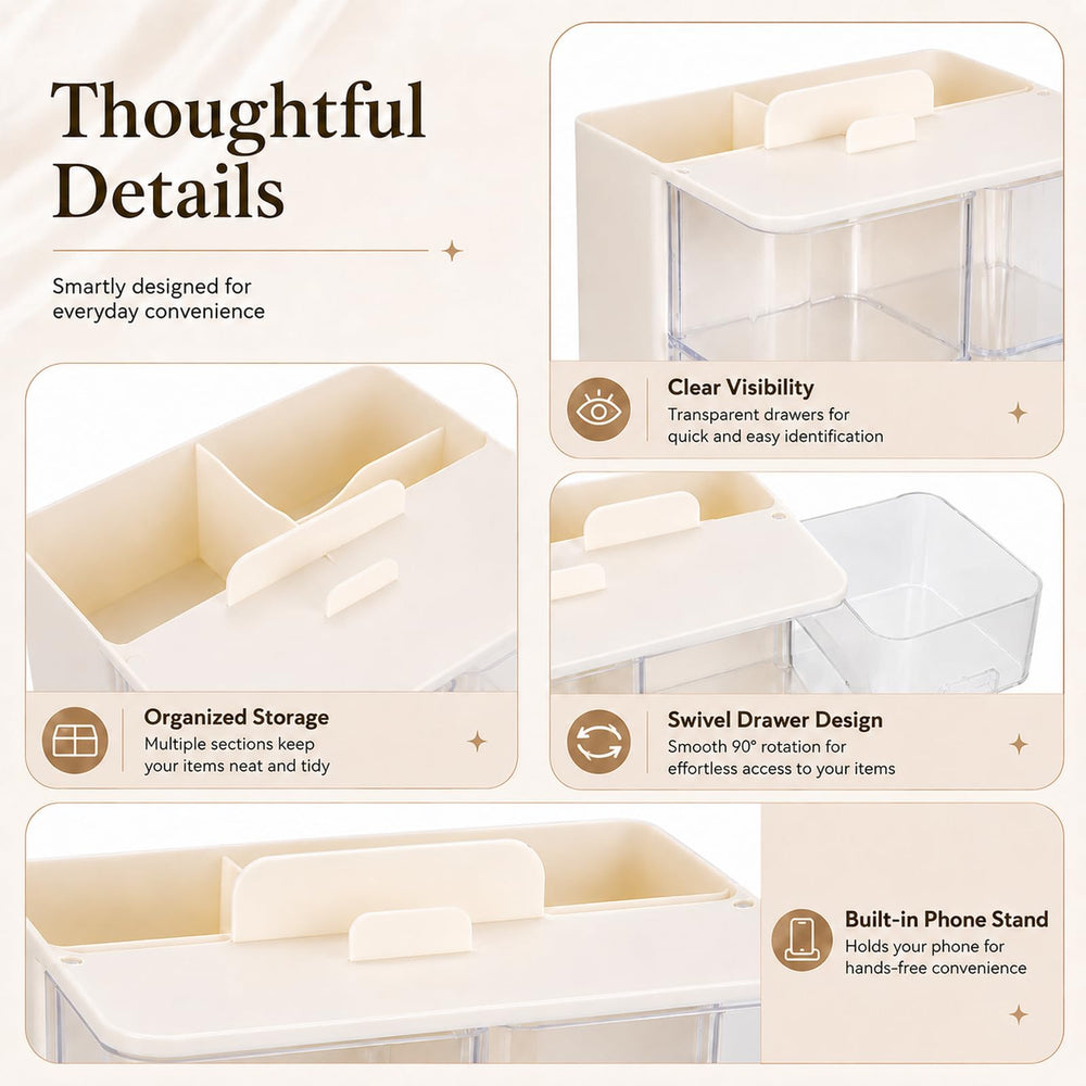 Vesicolea rotating drawer open for quick access benefit