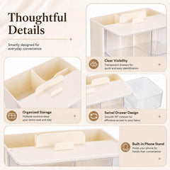 Vesicolea rotating drawer open for quick access benefit
