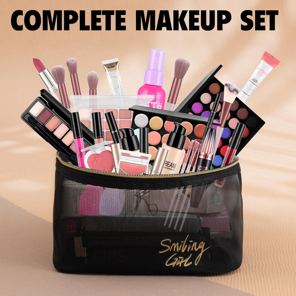 VESPRO model applying makeup from kit showing real-use convenience and polished results
