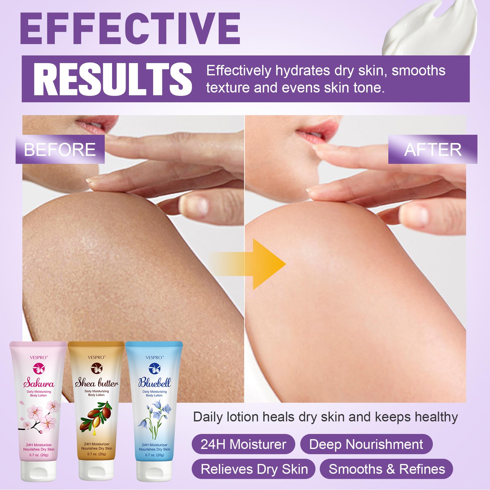 VESPRO open cap with lotion dispensing to show quick-absorbing texture benefit
