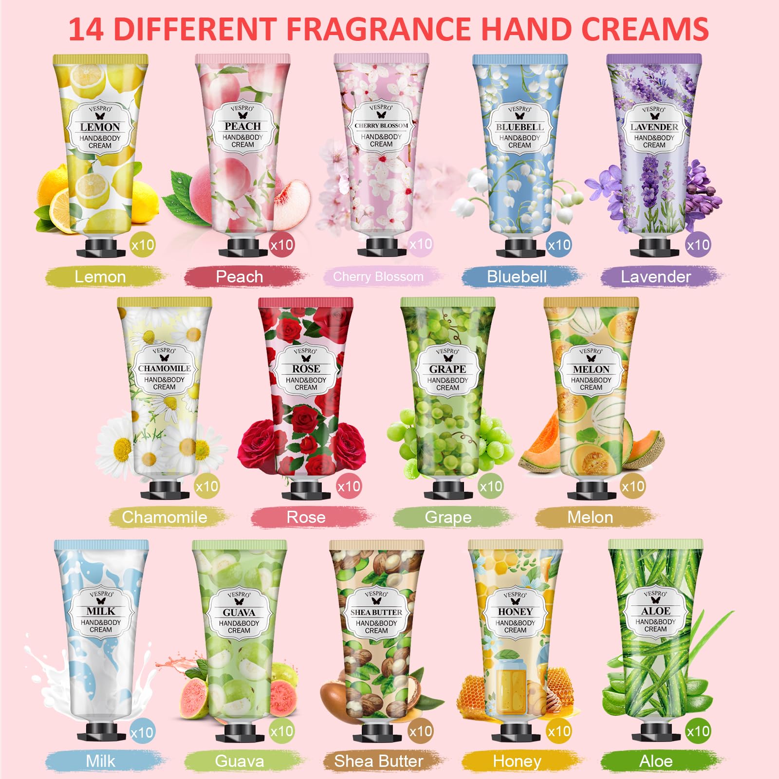 VESPRO mini hand cream packs arranged in gift bags highlighting presentation ease