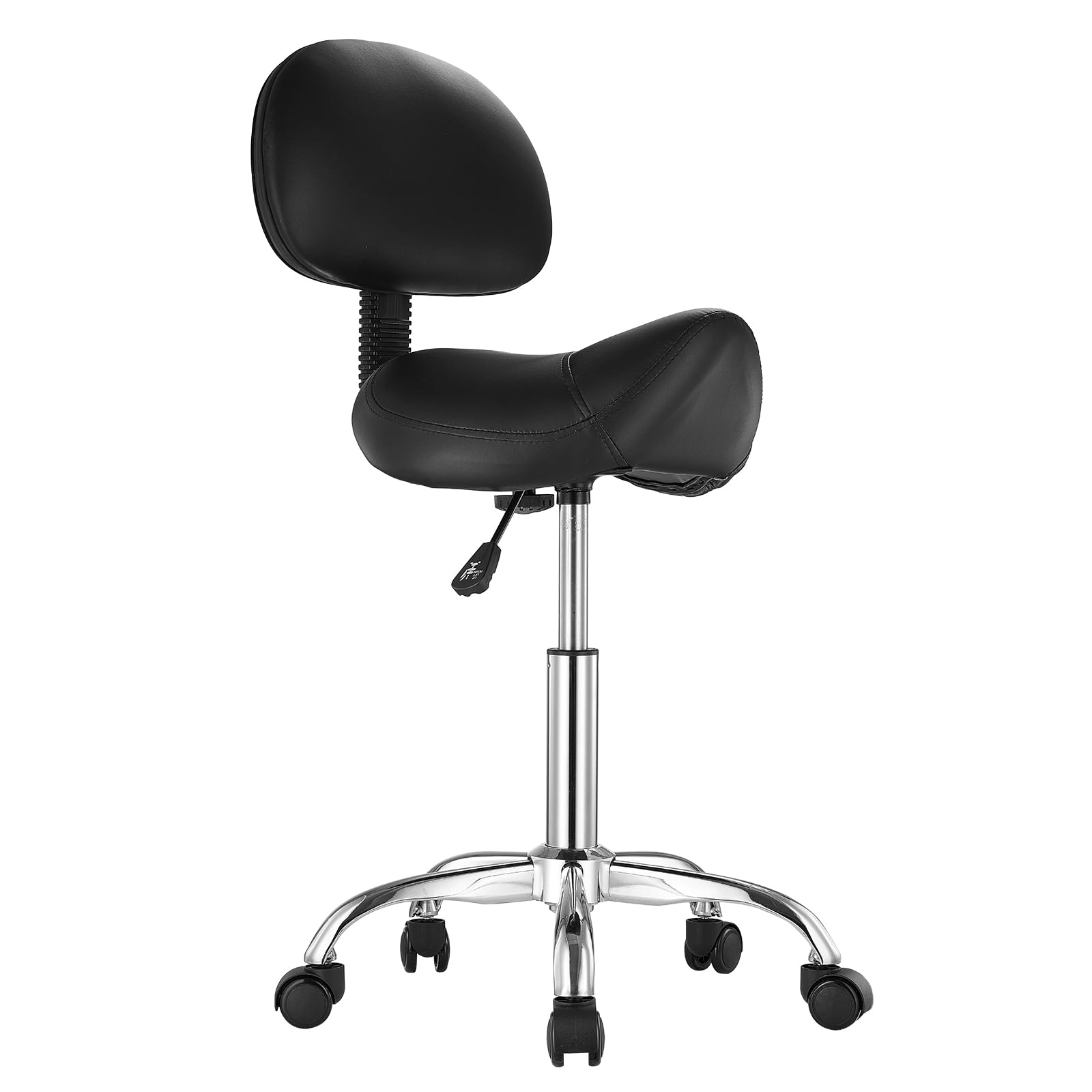 VEVOR saddle stool material texture closeup showing breathable PU surface and easy cleaning
