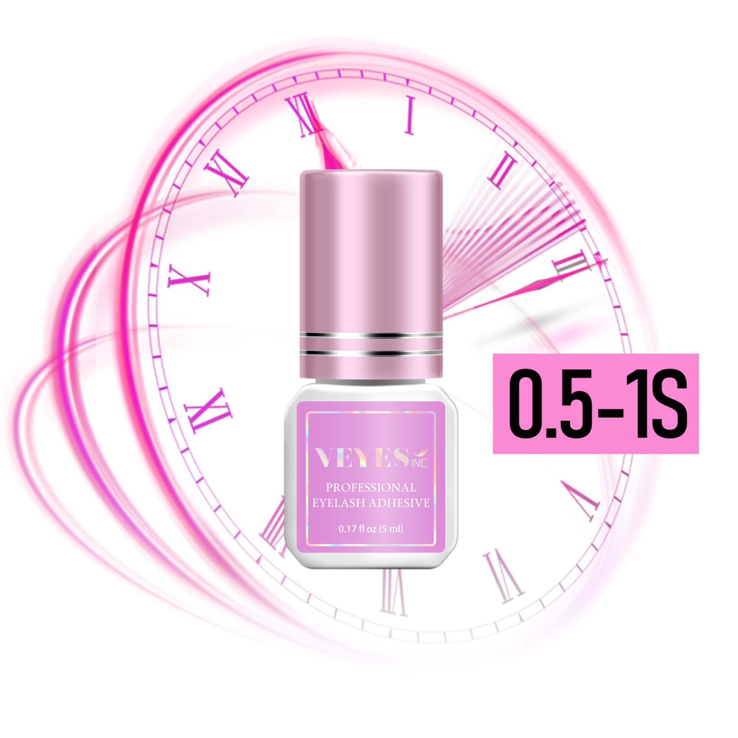 VEYES INC label close-up highlighting fast 0.5–1s cure time for salon efficiency