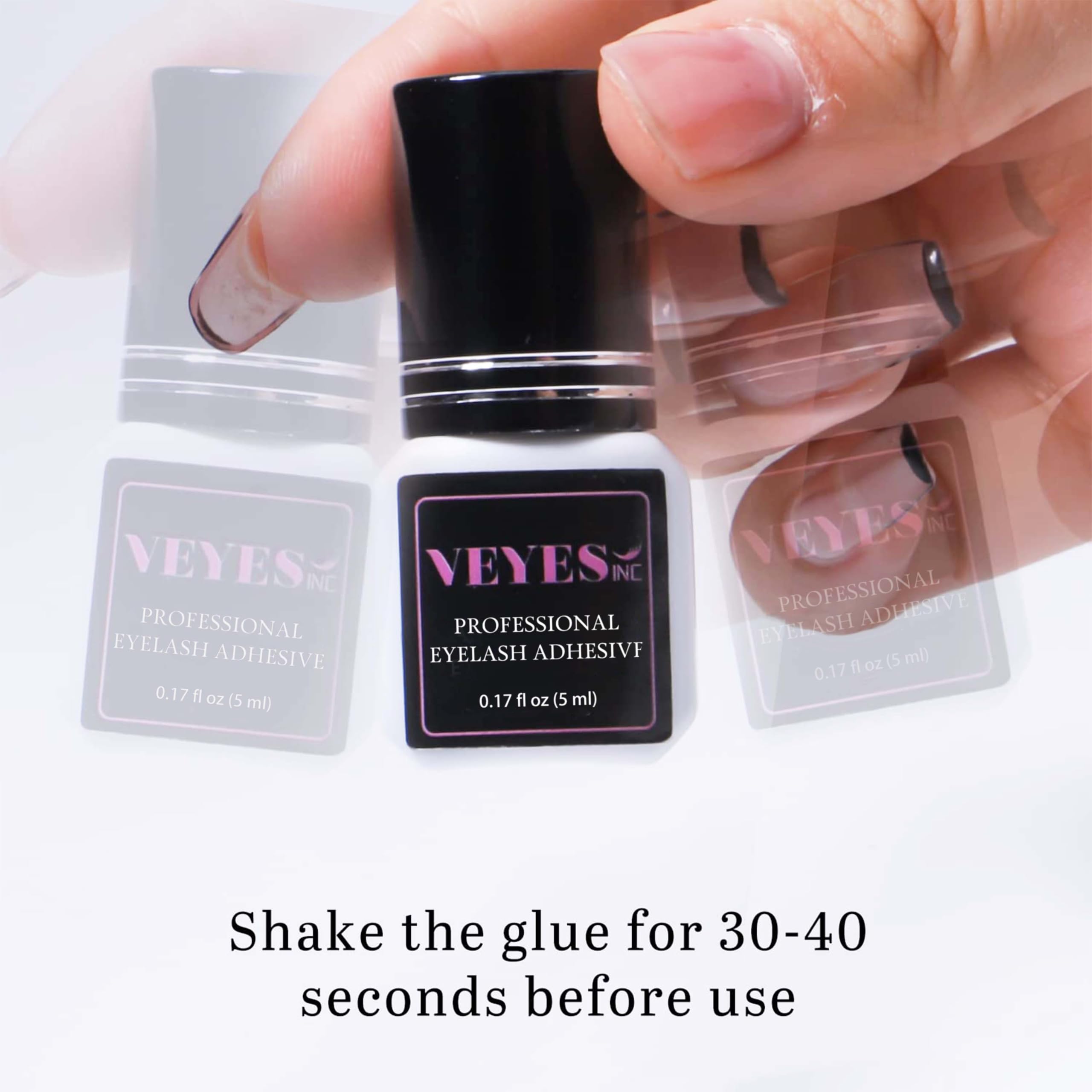 VEYES INC stopwatch beside bottle illustrating 0.5–1s dry time benefit