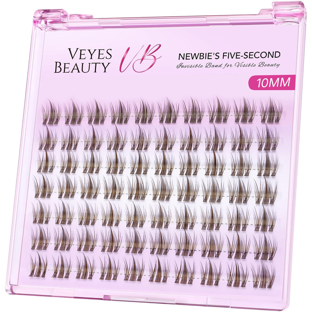 VEYESBEAUTY tray view showing manga brown 10mm clusters and easy reuse