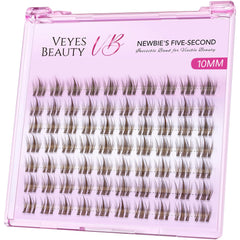 VEYESBEAUTY tray view showing manga brown 10mm clusters and easy reuse