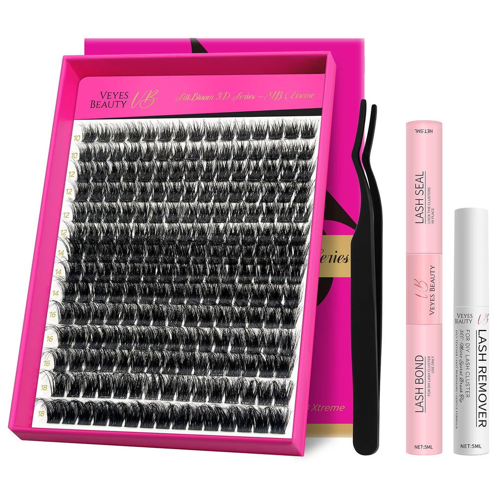VEYESBEAUTY tray packaging showing kit contents and quick benefits