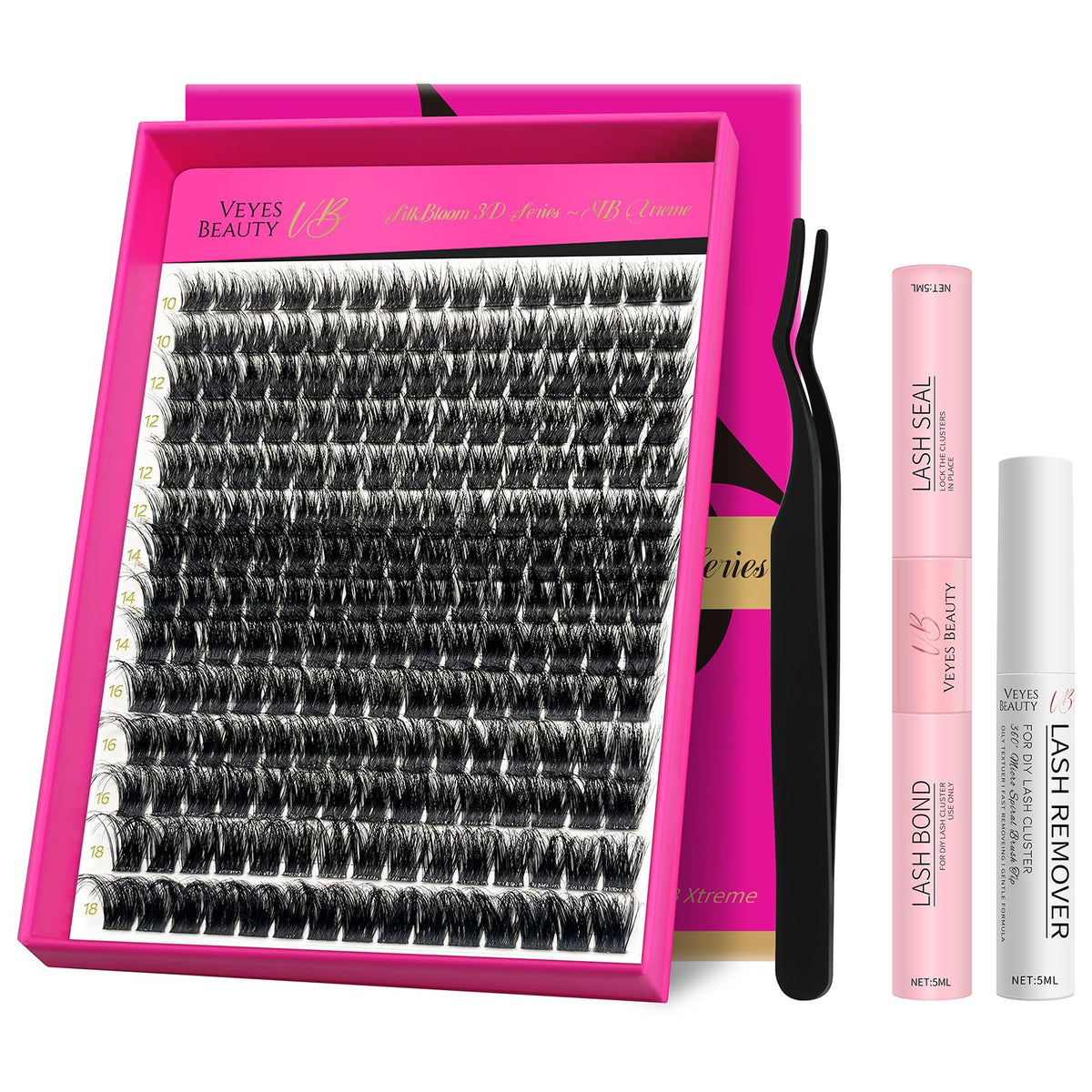 VEYESBEAUTY tray packaging showing kit contents and quick benefits
