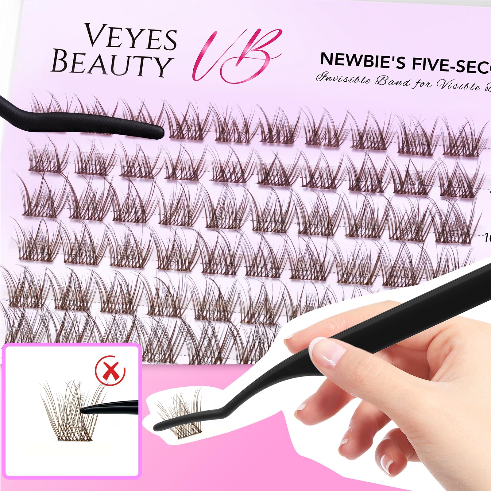VEYESBEAUTY labeled tray displaying brown tone and handmade cluster detail