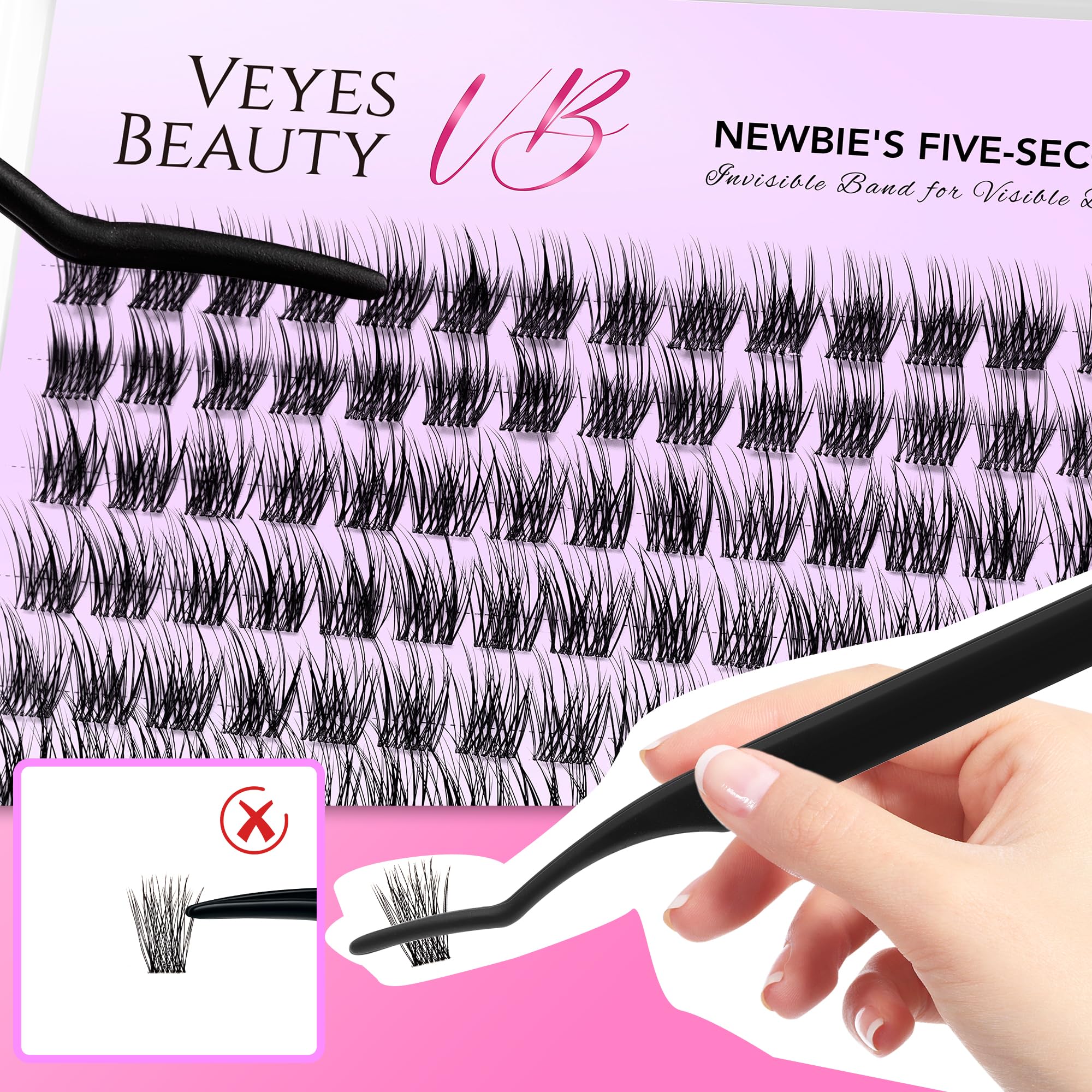 VEYESBEAUTY tray with applicator and bond to show complete quick-apply lash kit