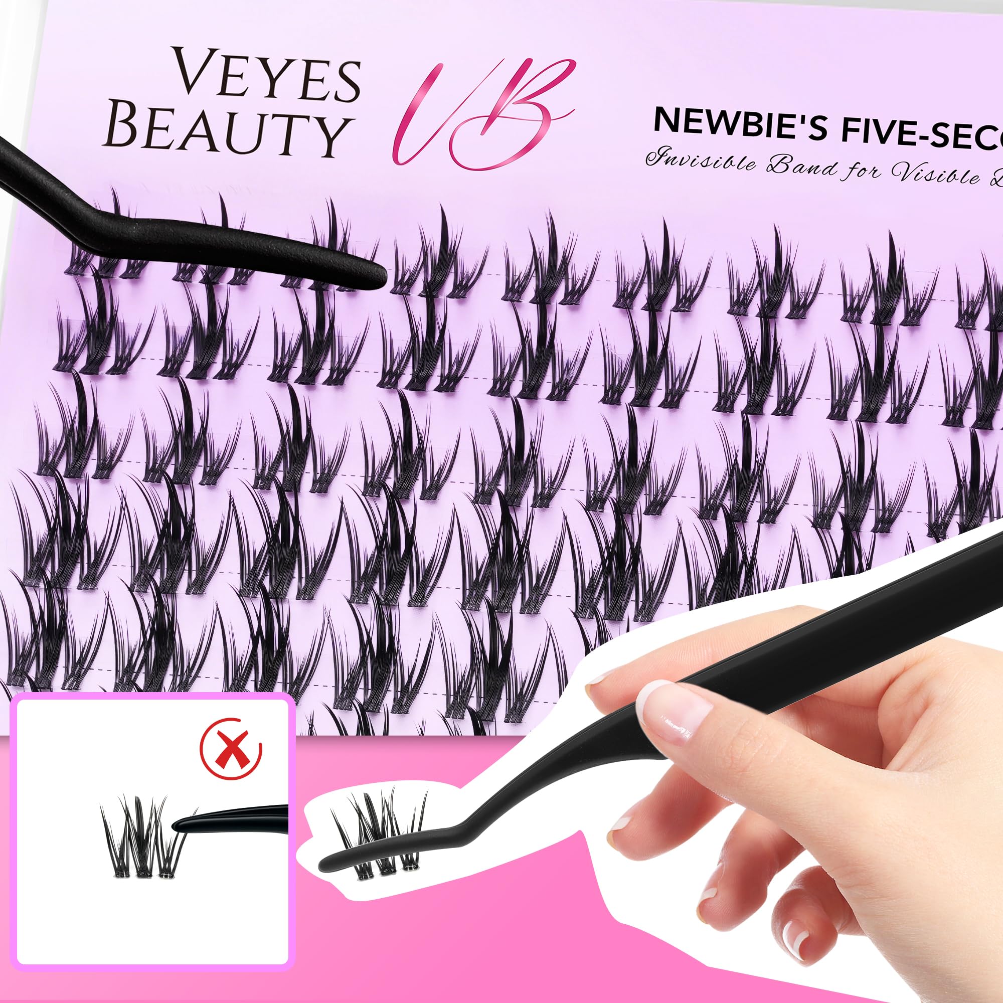 VEYESBEAUTY clusters beside a ruler showing compact reusable tray size