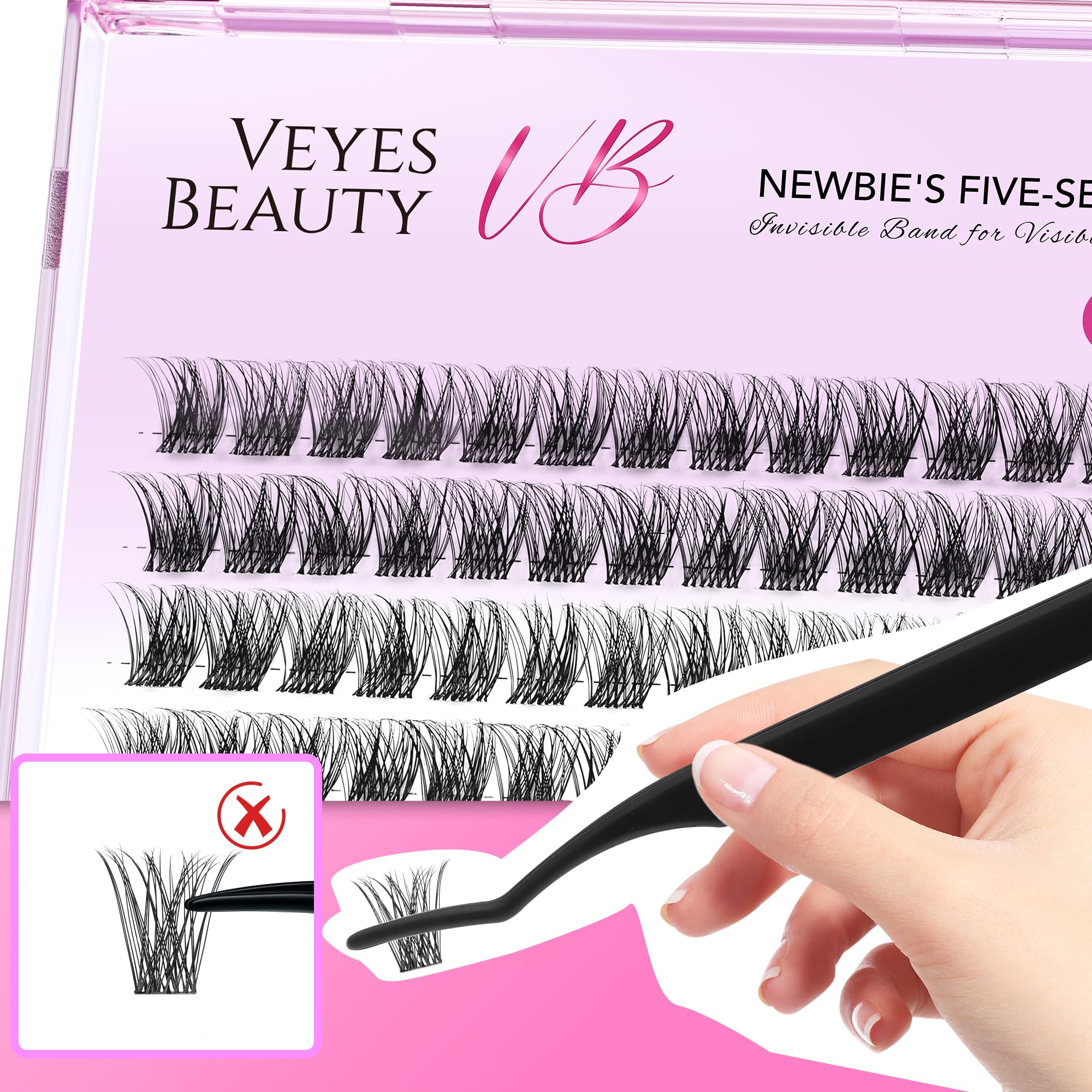 VEYESBEAUTY cluster tray beside ruler showing compact reusable size