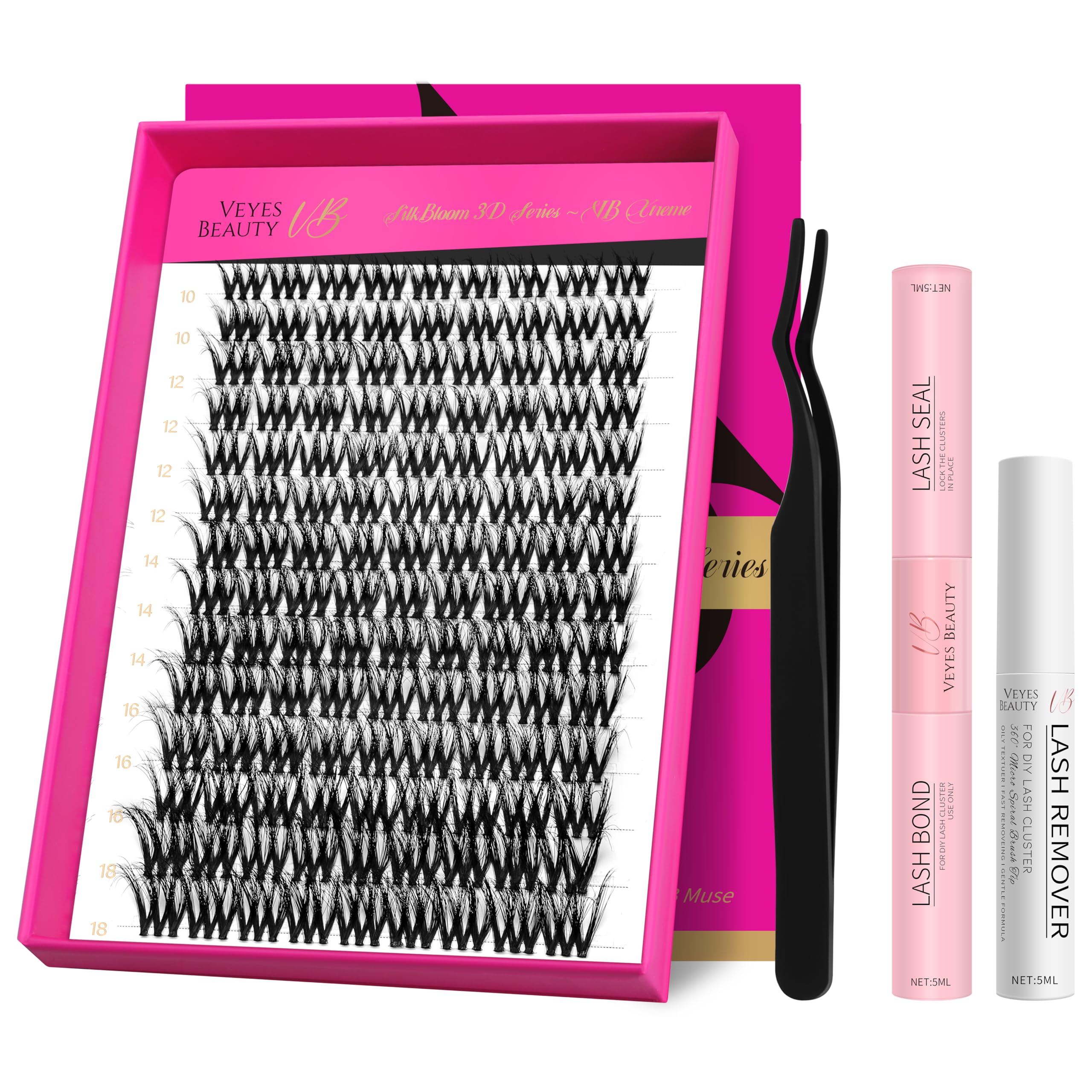 VEYESBEAUTY front packaging showing kit contents and easy setup benefit