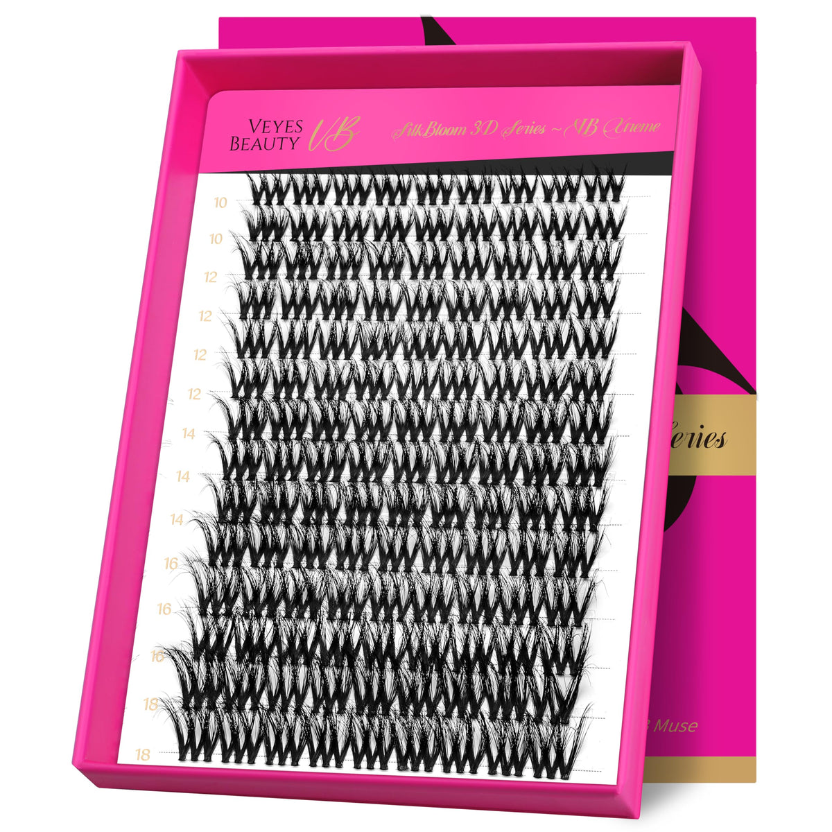 VEYESBEAUTY VBmuse tray showing multiple reusable clusters for quick volume