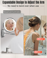 VFD extendable arm fully extended positioning the mirror for precise use