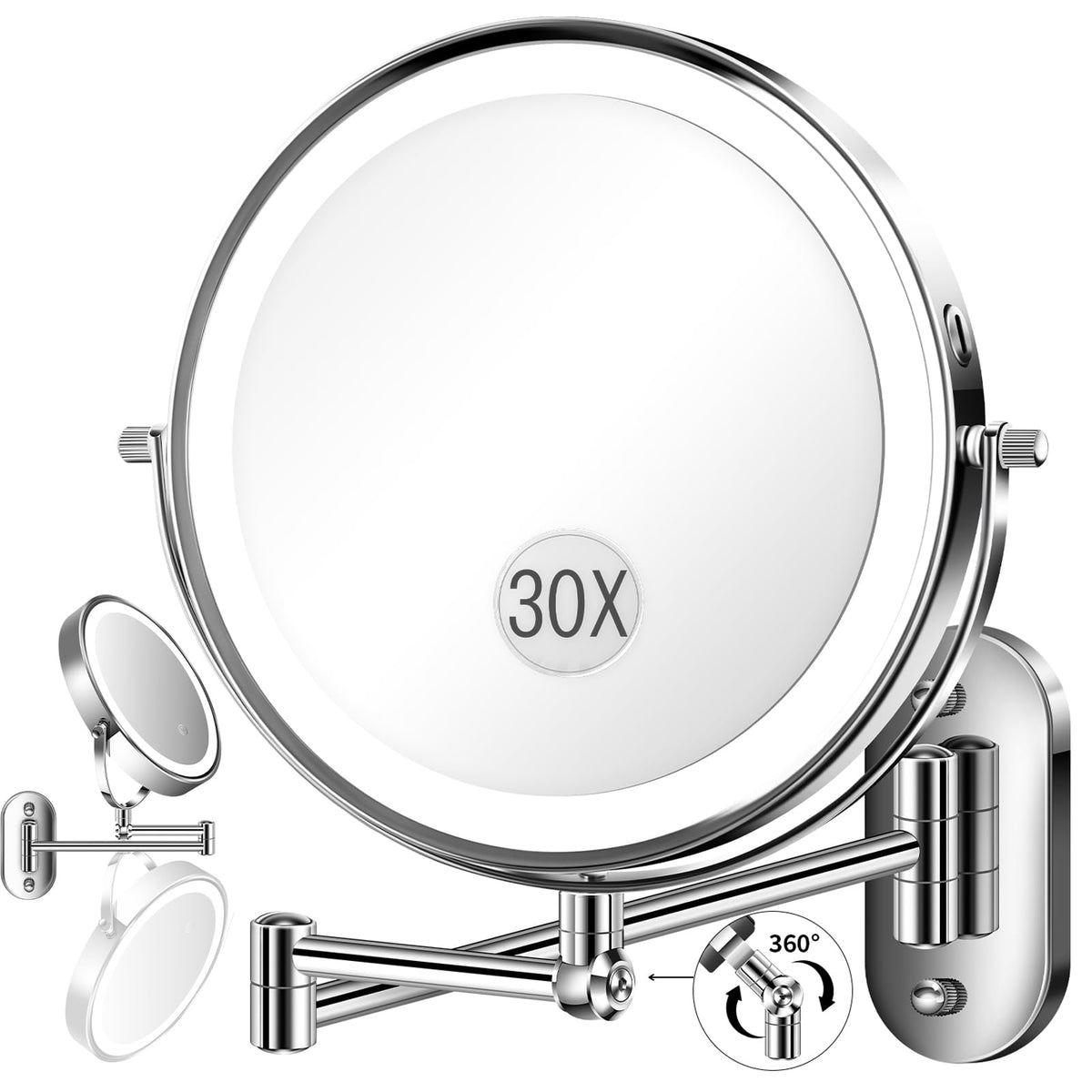 VFD front view of mounted mirror showing full-face view and compact benefits