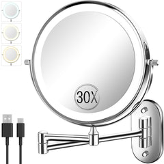 VFD front view wall-mounted mirror showing sleek metal finish and lights