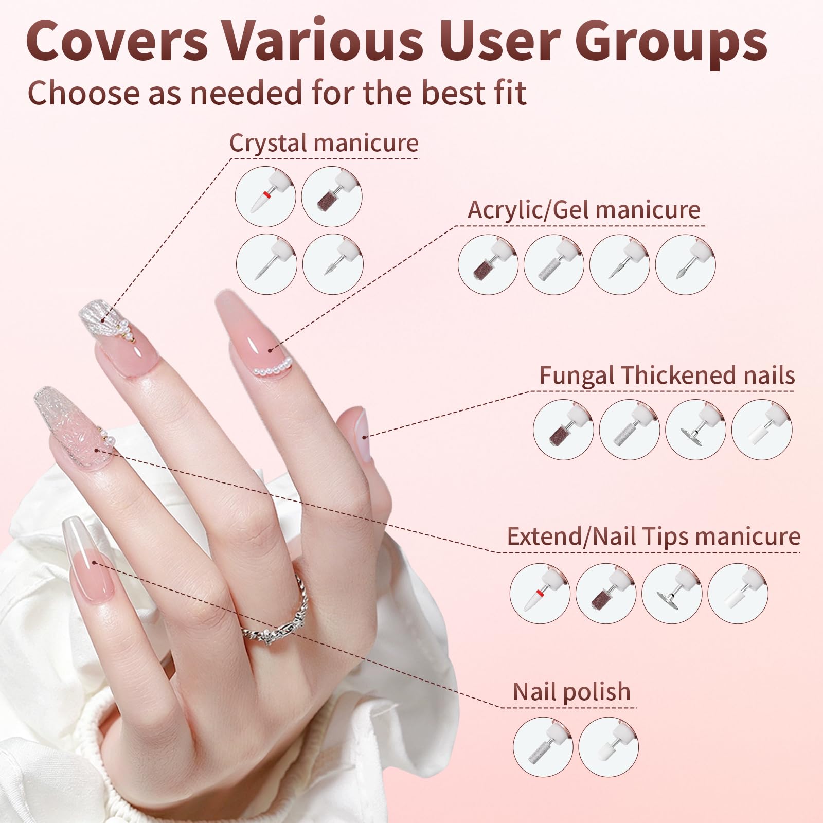 VFD in use on fingernail showing efficient cordless filing benefit