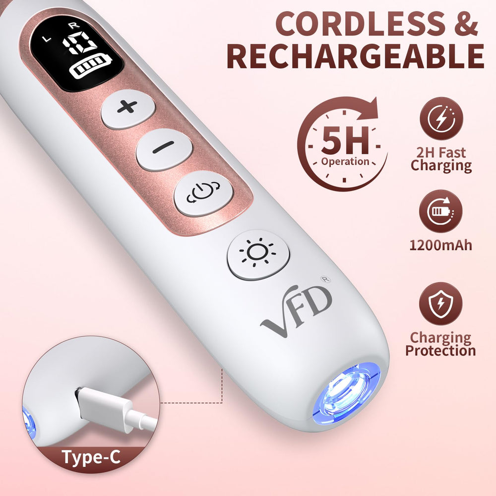 VFD LED display and buttons visible for precise speed control and direction