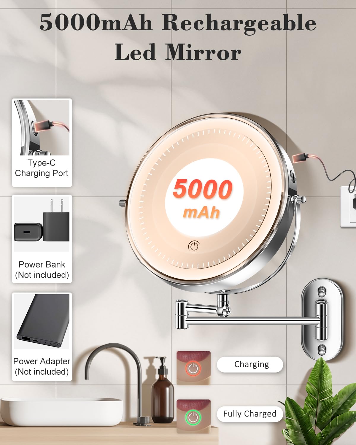 VFD three LED lighting modes side-by-side showing color-accurate makeup benefit