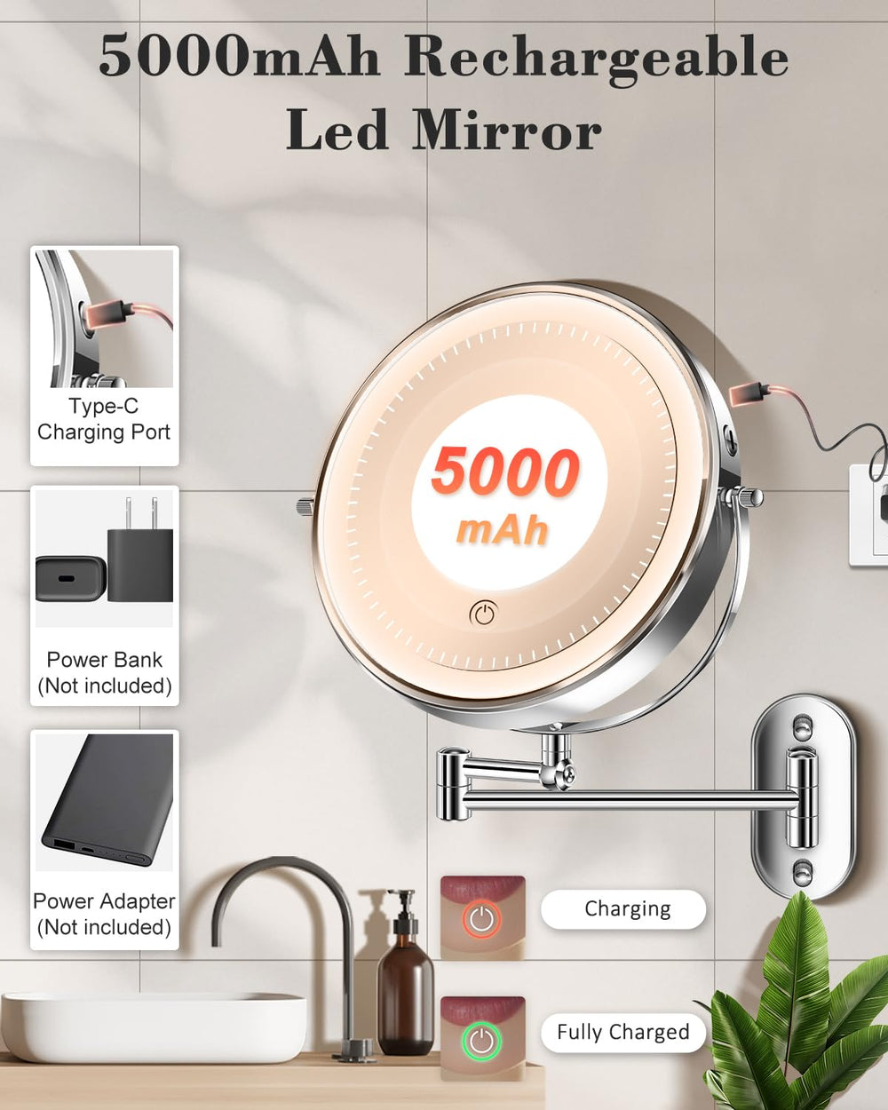 VFD three LED lighting modes side-by-side showing color-accurate makeup benefit