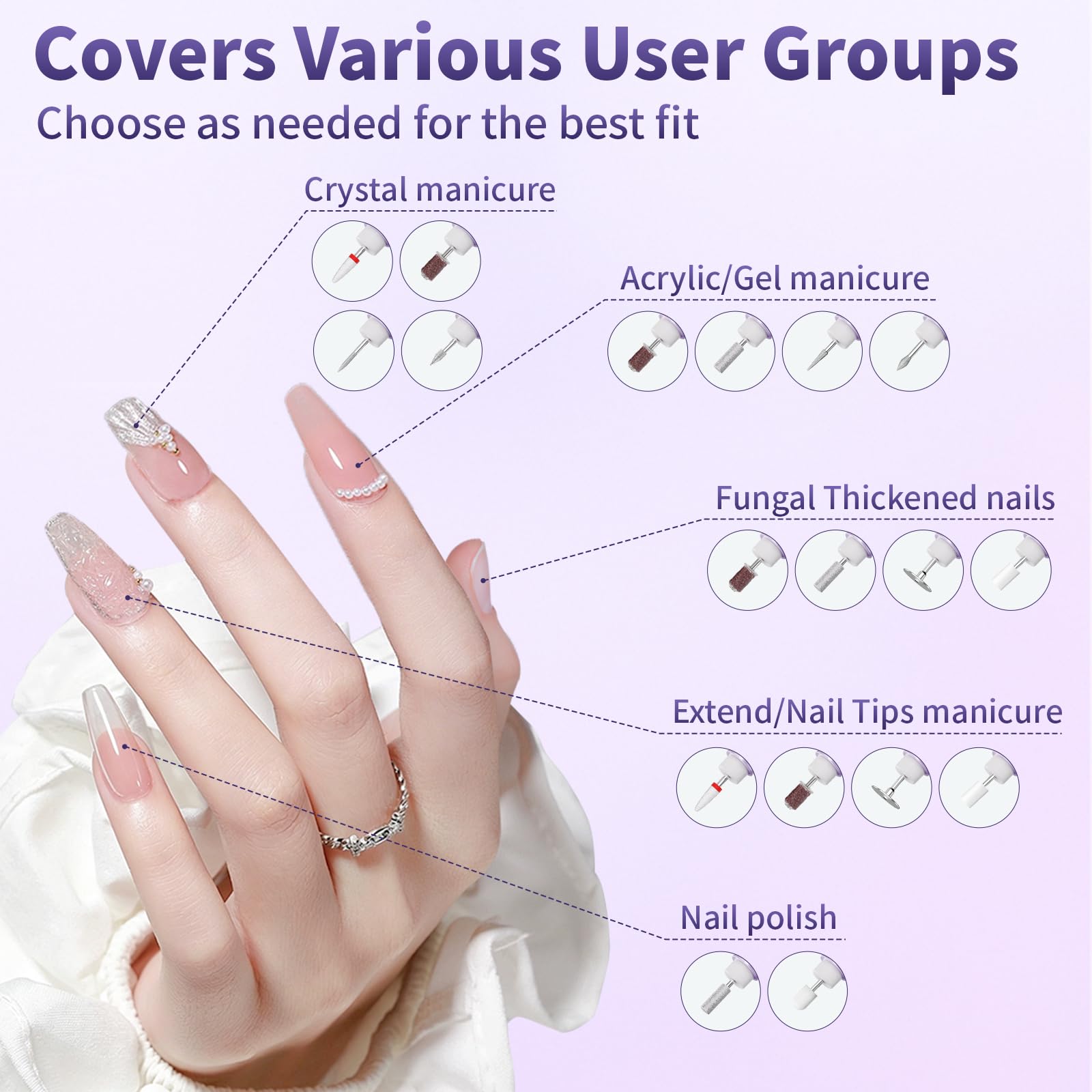 VFD nail drill in use during a home manicure for efficient grooming