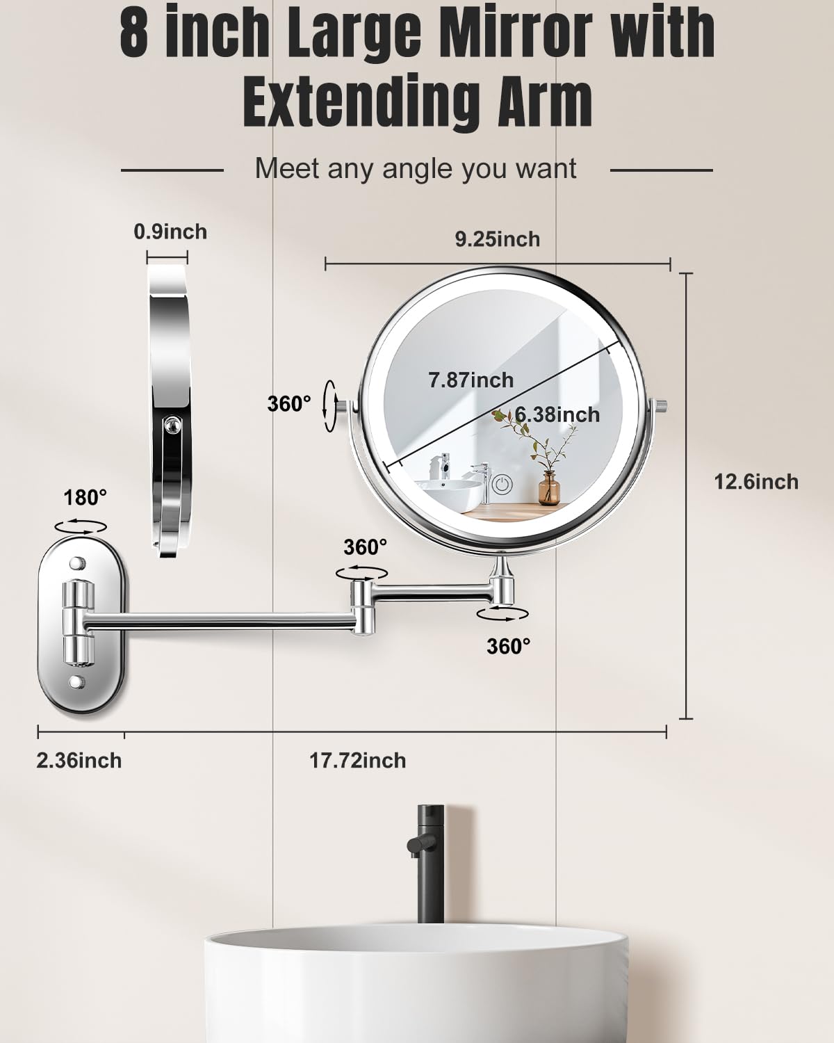 VFD Type-C charging port and battery indicator for cordless convenience