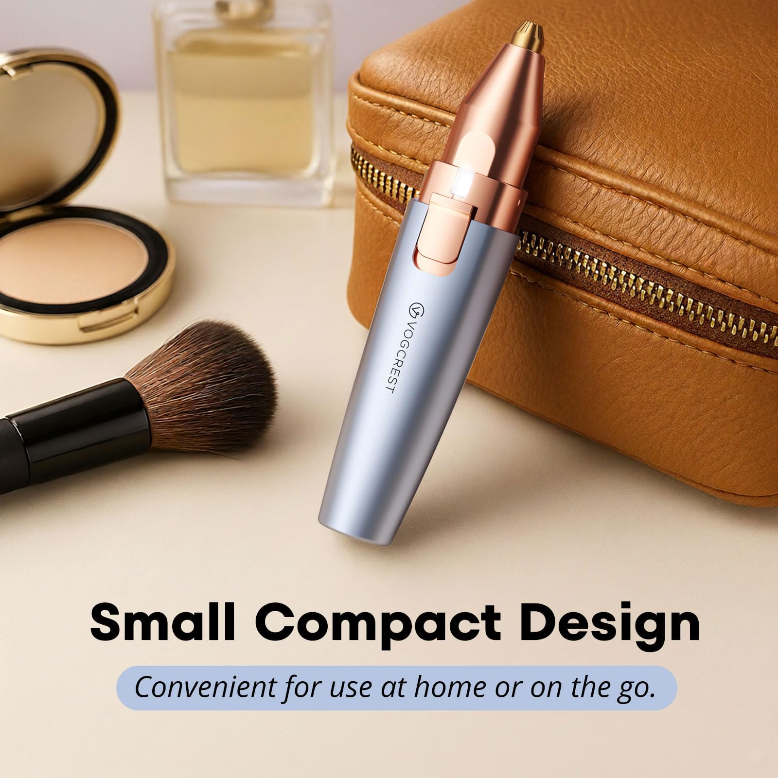 VG VOGCREST used for brow touchup in lifestyle mirror setting