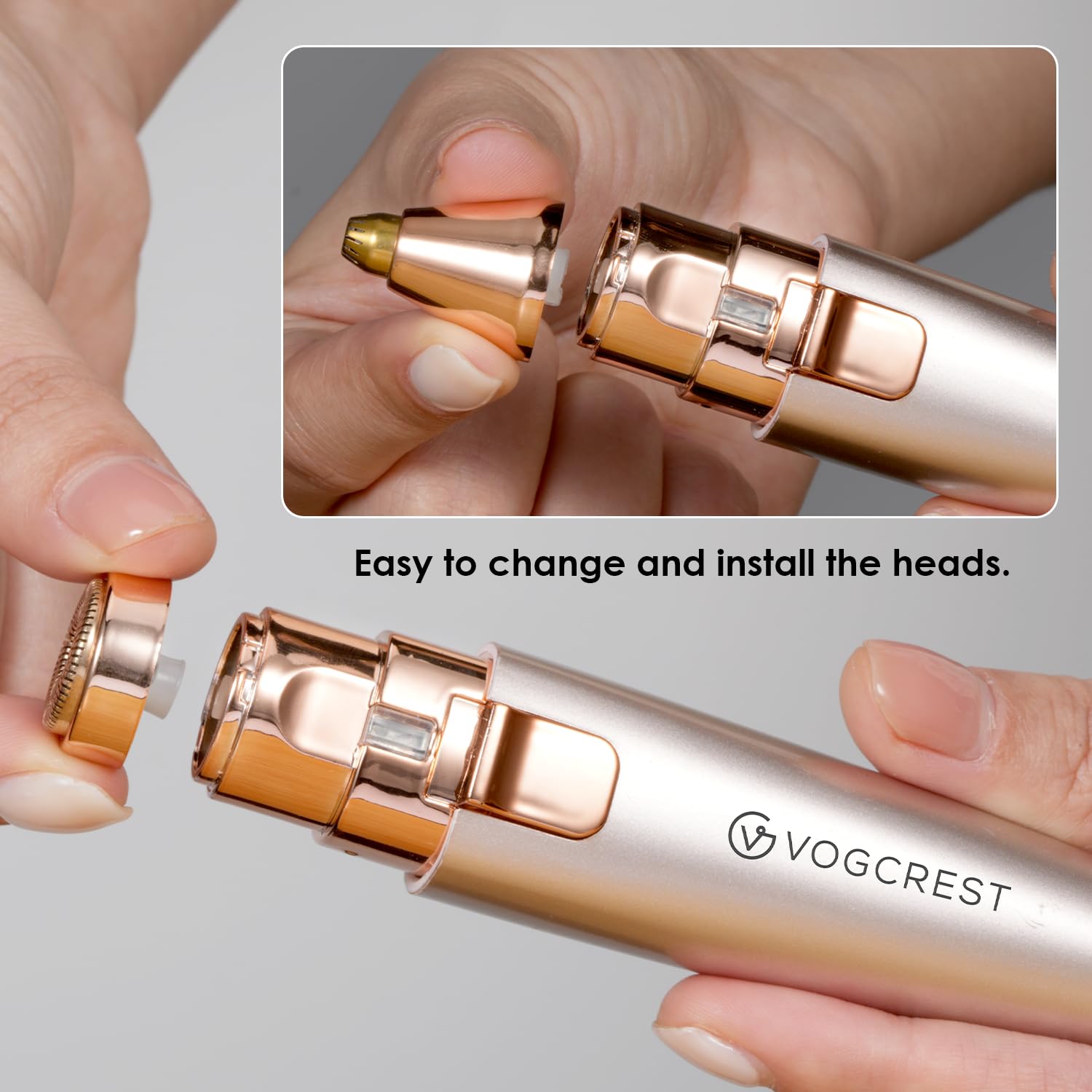 VG VOGCREST replacement head installed on VG-102 trimmer for immediate use benefit